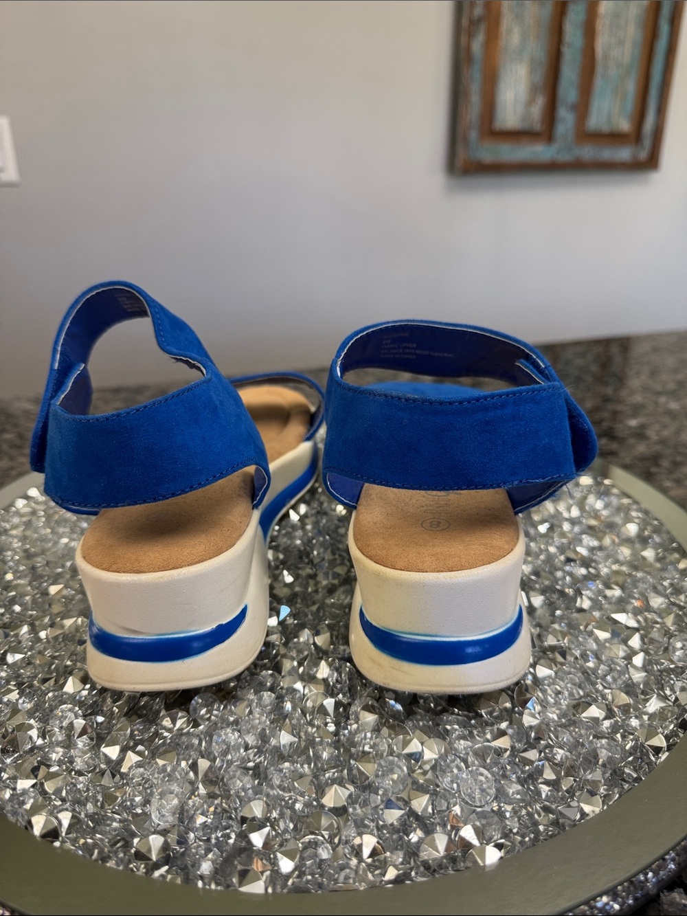 Rouge! Royal Blue Suede Platform Sandals 8 - Picture 4 of 9